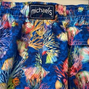 Mens Michaels Swim Trunks XL Cycle liner Vibrant under the sea Elastic Waist LN